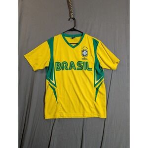 CBF Brazil Jersey T Shirt Mens Large Yellow Greem  Size Medium Short Sleeve